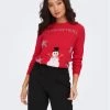 ONLY Γυναίκες Πουλόβερ Xmas Happy 15271075 Κόκκινο Regular Fit