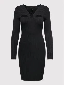 ONLY Γυναίκες Πλεκτά Φορέματα Φόρεμα υφασμάτινο Perla 15272744 Μαύρο Slim Fit