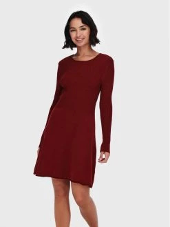 ONLY Γυναίκες Πλεκτά Φορέματα Φόρεμα υφασμάτινο Alma 15185761 Μπορντό Regular Fit