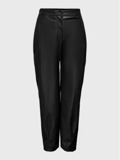 ONLY Γυναίκες Δερμάτινα Παντελόνια Παντελόνι από απομίμηση δέρματος Elizabeth 15266817 Μαύρο Regular Fit