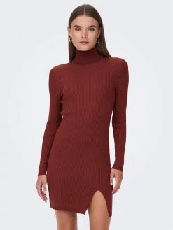 ONLY Γυναίκες Πλεκτά Φορέματα Φόρεμα υφασμάτινο Frida 15267977 Μπορντό Slim Fit