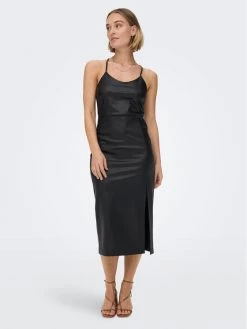 ONLY Γυναίκες Δερμάτινα Φορέματα Φόρεμα από απομίμηση δέρματος Rina 15272371 Μαύρο Slim Fit