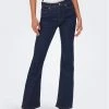 ONLY Γυναίκες Wide Leg Τζιν Wauw 15230472 Σκούρο μπλε Flare Fit