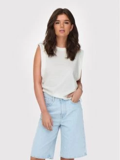 ONLY Γυναίκες Tops Τοπ Maja 15258095 Λευκό Regular Fit