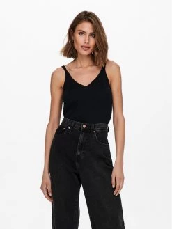 ONLY Γυναίκες Tops Τοπ Lina 15207059 Μαύρο Slim Fit