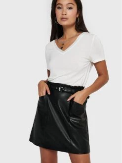 ONLY Γυναίκες Mini Φούστα από απομίμηση δέρματος Heidi 15229099 Μαύρο Regular Fit